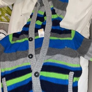 Blue black green gray striped jacked with button up